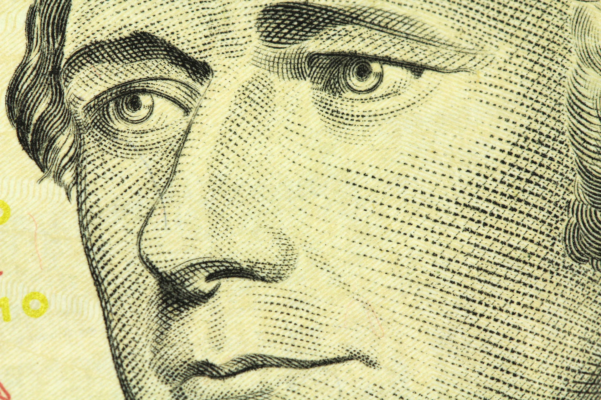 Portrait of Alexander Hamilton close up